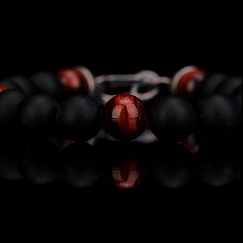 DYQ Jewelry 虎睛石黑玛瑙 男生轻奢珠链手链