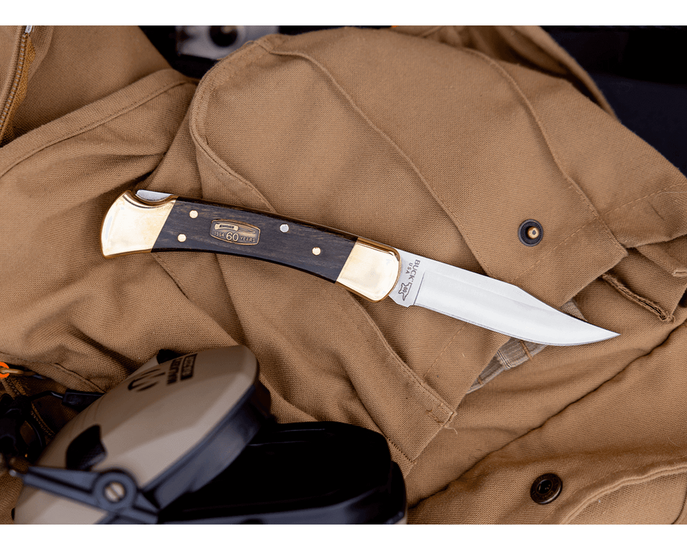 🚫 Buck Knives 0110BRS60TH-B MagnaCut钢 乌木镶嵌黄铜垫块 60周年限量版 2000