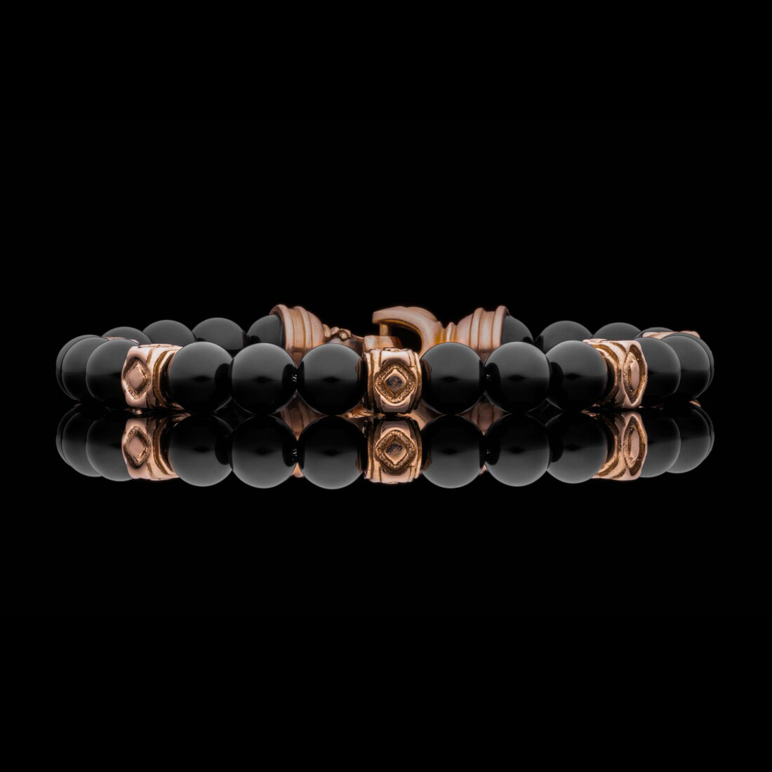 William Henry 威廉亨利手链 BB64 BO RG 带黑玛瑙和 18K 玫瑰金的串珠手链