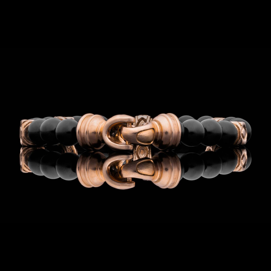 William Henry 威廉亨利手链 BB64 BO RG 带黑玛瑙和 18K 玫瑰金的串珠手链