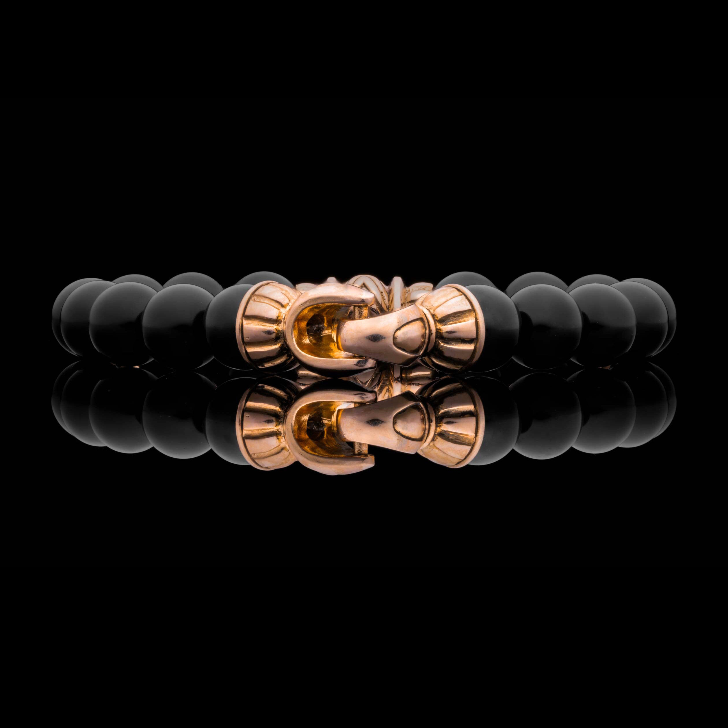 William Henry 威廉亨利手链 BB62 BO RG 18K 黄金串珠手链镶嵌黑玛瑙