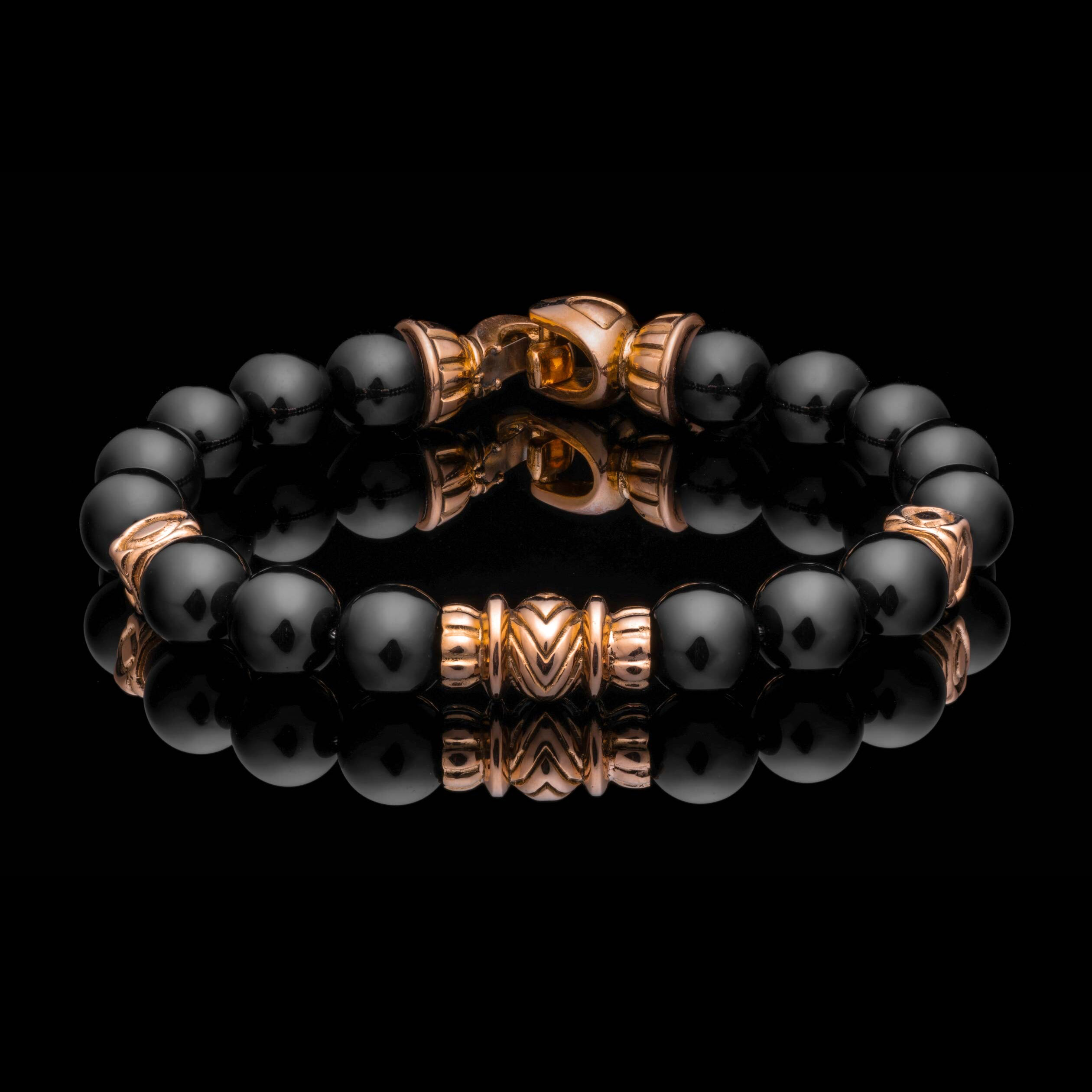 William Henry 威廉亨利手链 BB62 BO RG 18K 黄金串珠手链镶嵌黑玛瑙