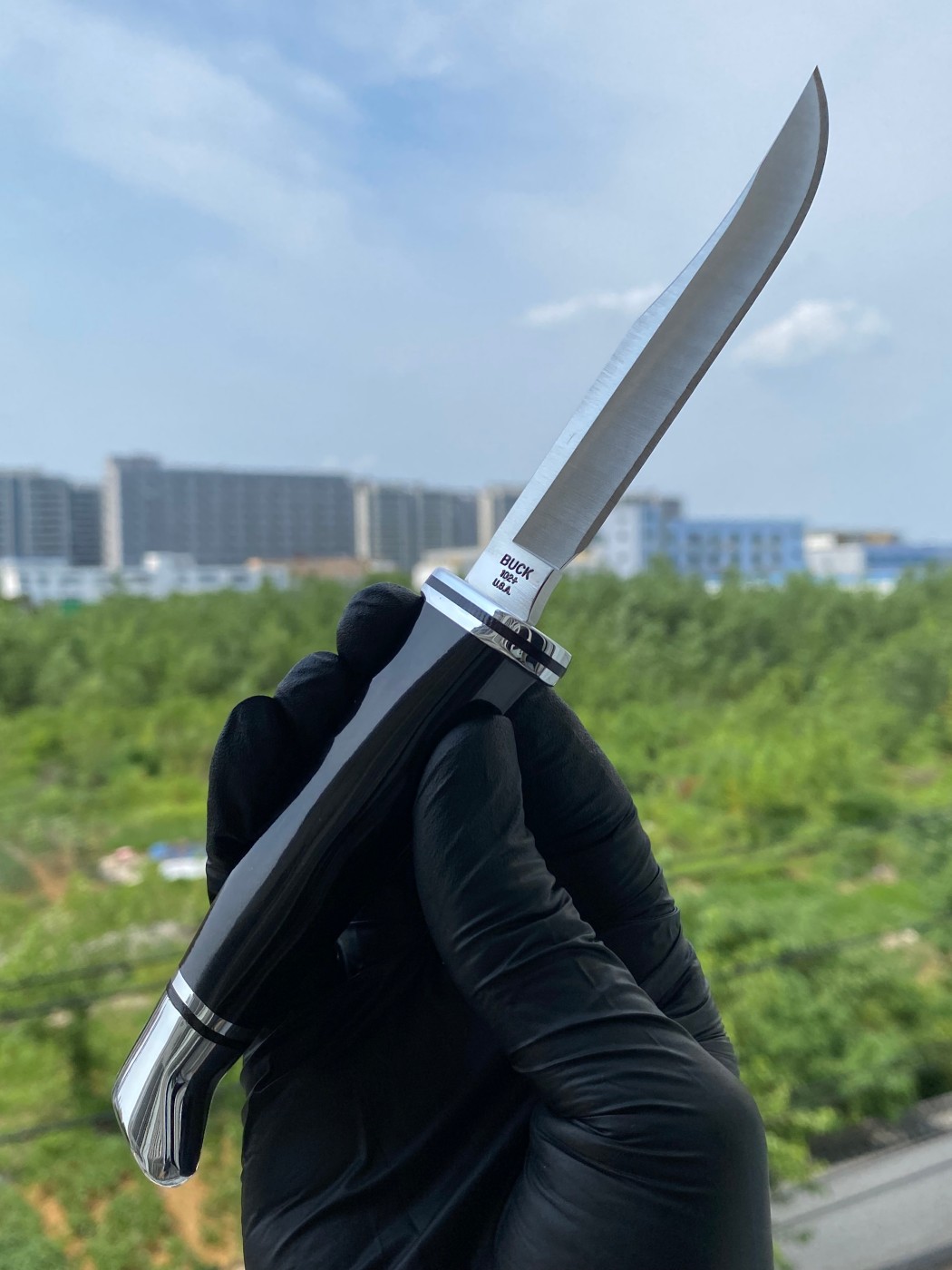 Buck Knives 0102BKS-B 420HC钢 黑色酚醛树脂柄 带铝制柄头和护手 580