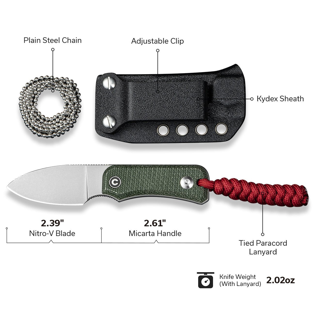 CIVIVI Baby Banter Fixed Blade Nitro-V钢 Micarta手柄 C23045-2