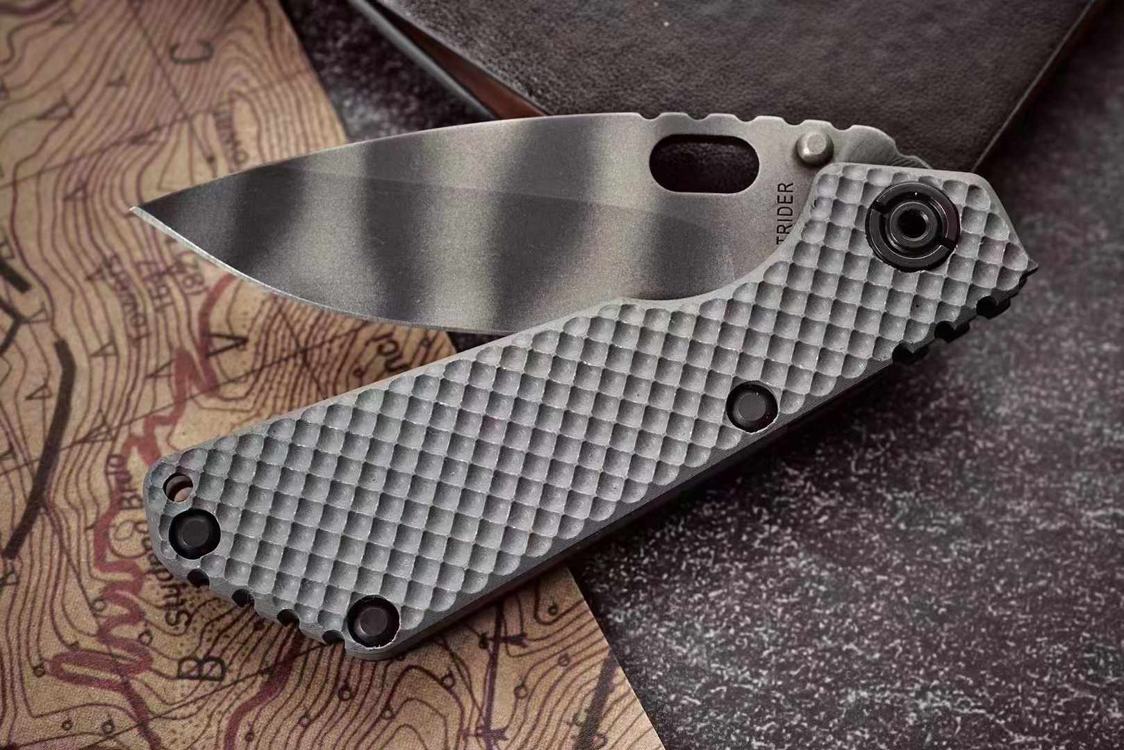 ❤️‍🔥 Strider SNG CPM154钢 灰色G10弹坑柄 美国挺进者