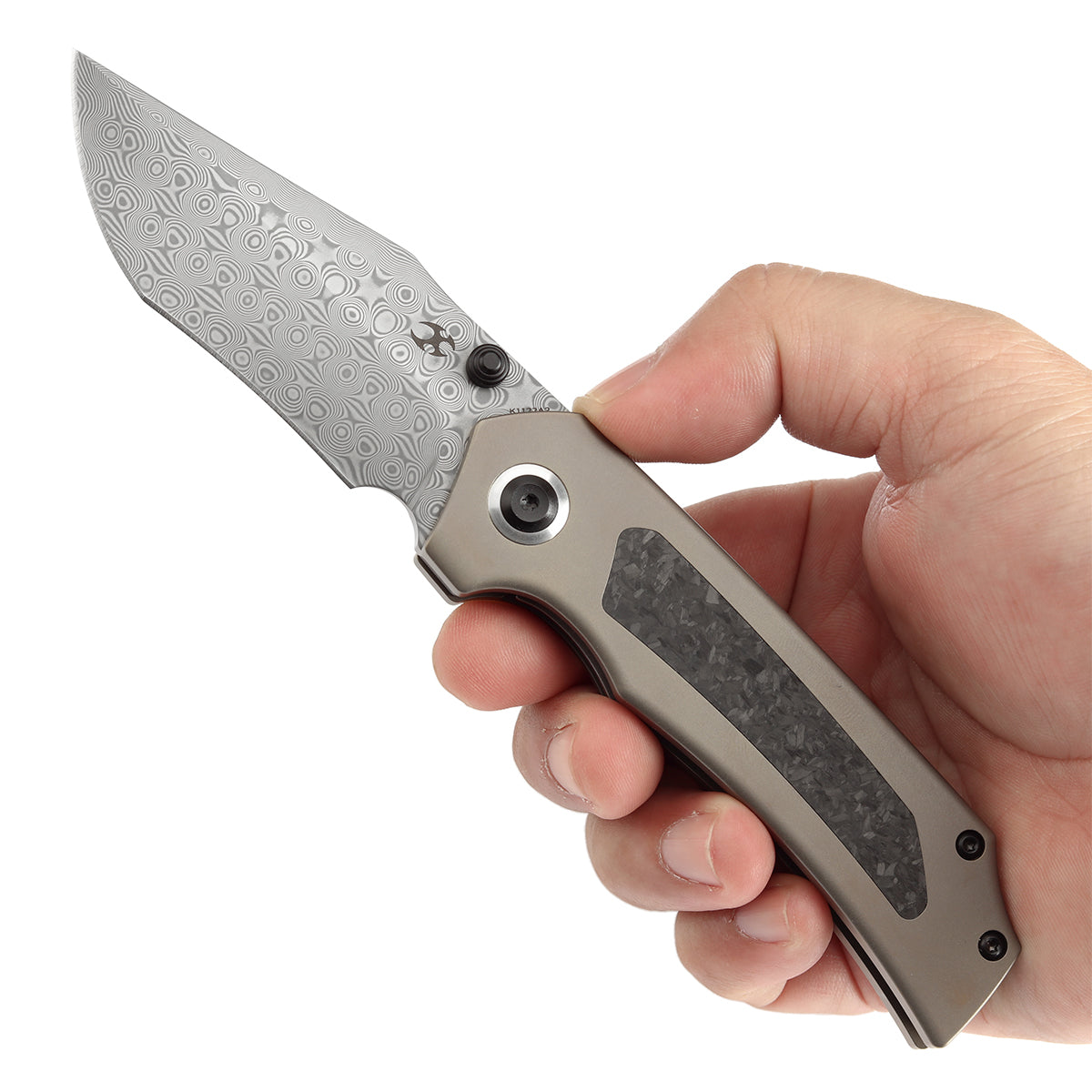 KANSEPT Fermi CPM-20CV钢/大马士革钢 FatCarbon 暗物质发光碳纤维手柄 K1122A2