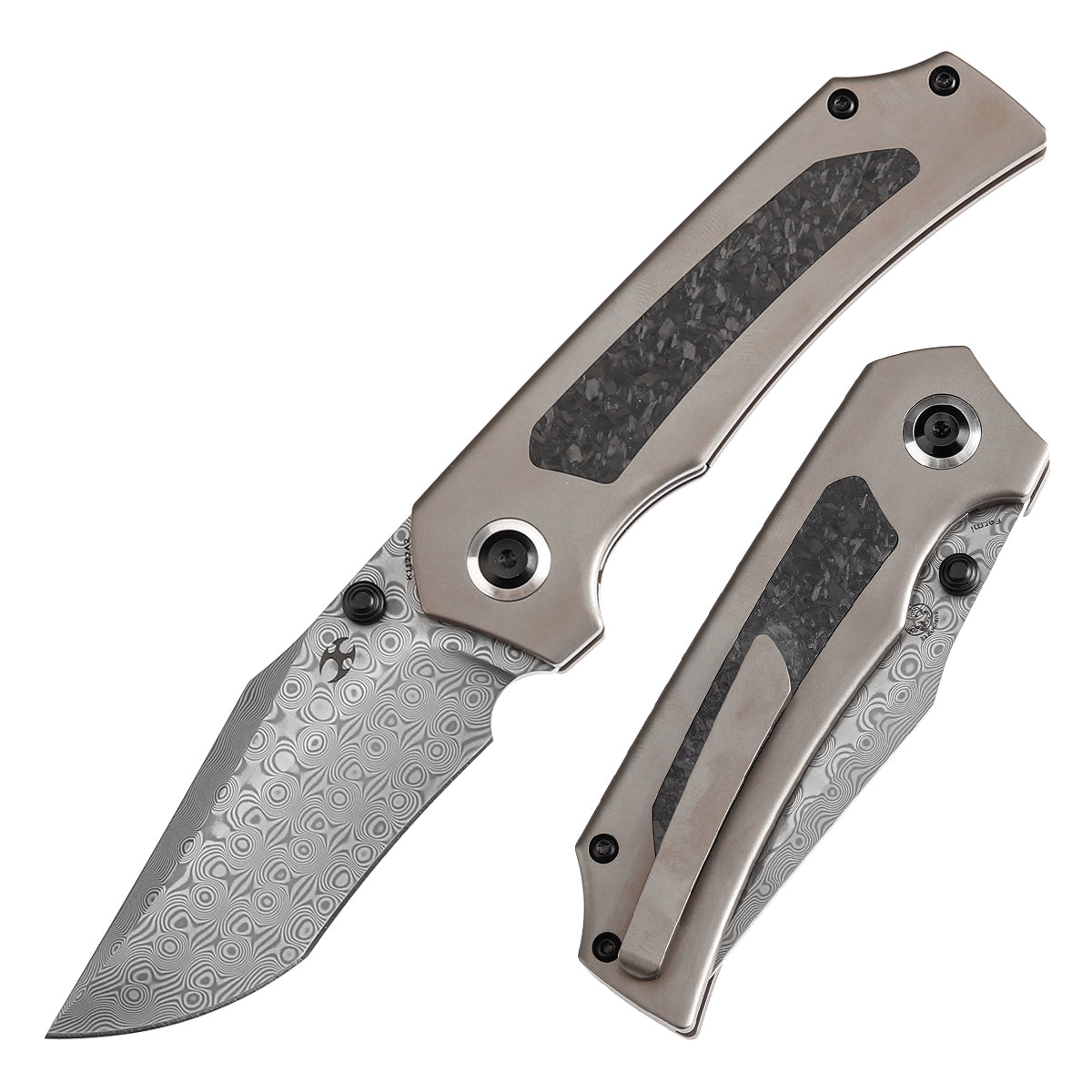 KANSEPT Fermi CPM-20CV钢/大马士革钢 FatCarbon 暗物质发光碳纤维手柄 K1122A2