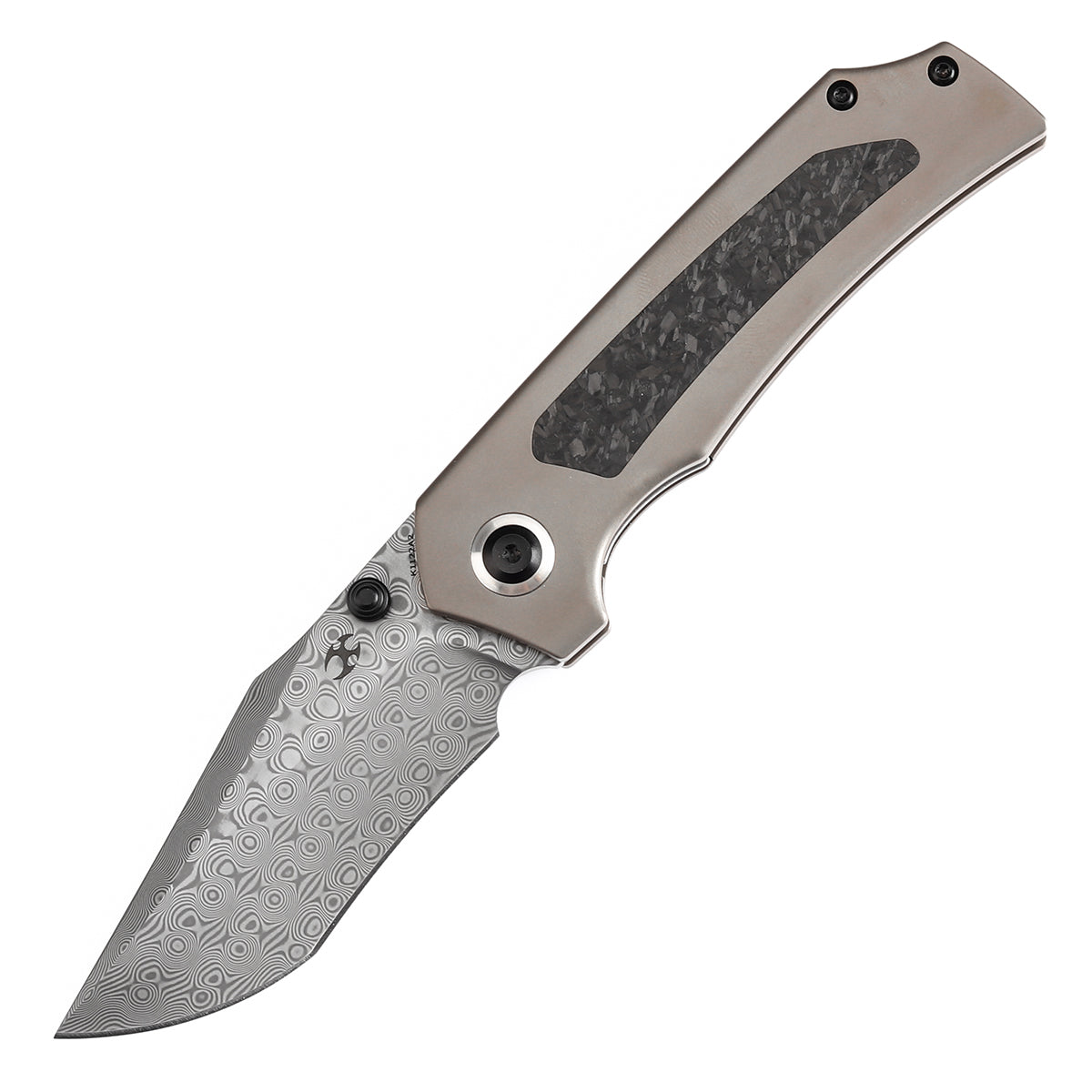 KANSEPT Fermi CPM-20CV钢/大马士革钢 FatCarbon 暗物质发光碳纤维手柄 K1122A2