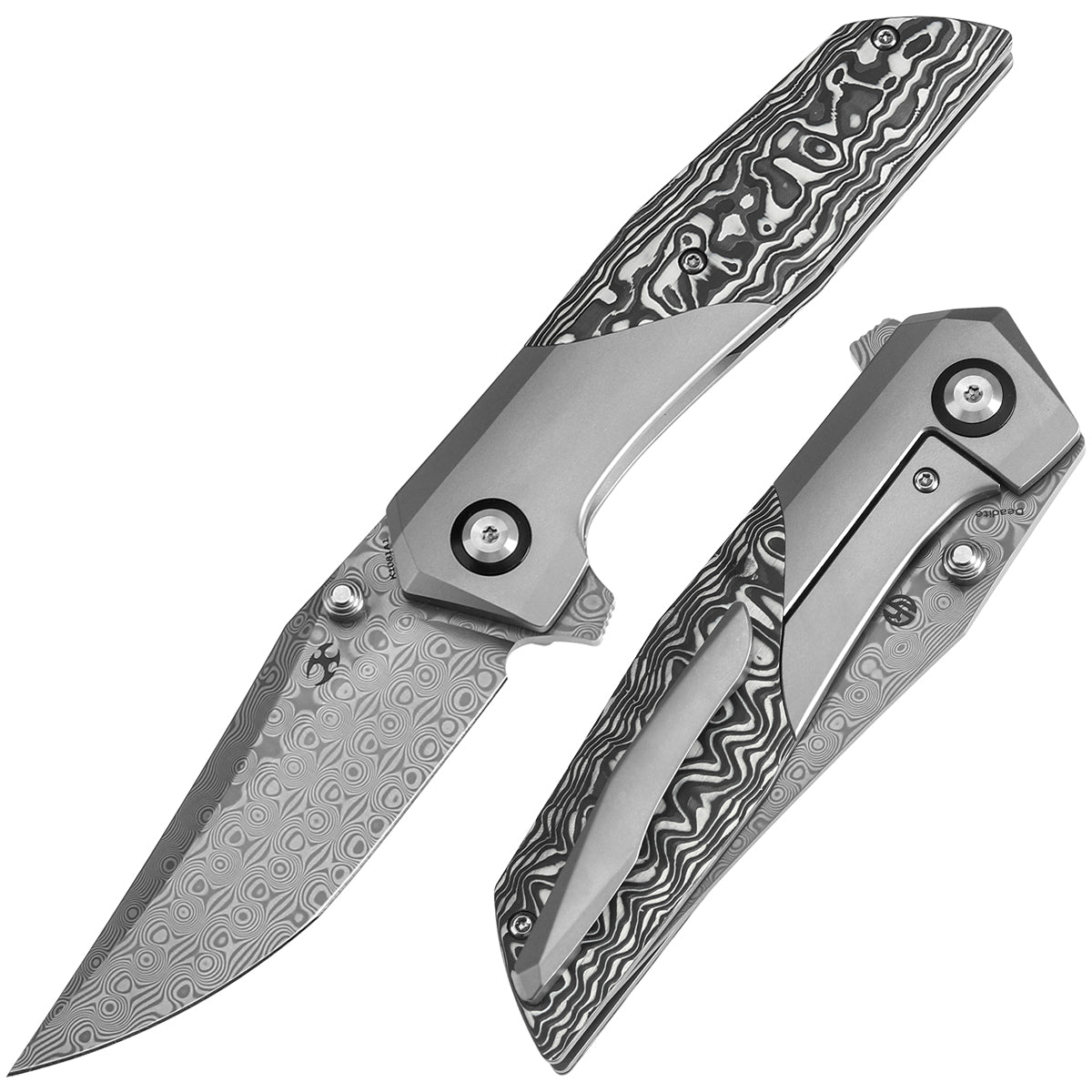 KANSEPT Deadite  CPM S35VN钢/大马士革钢 钛+碳纤维手柄 K1081A1