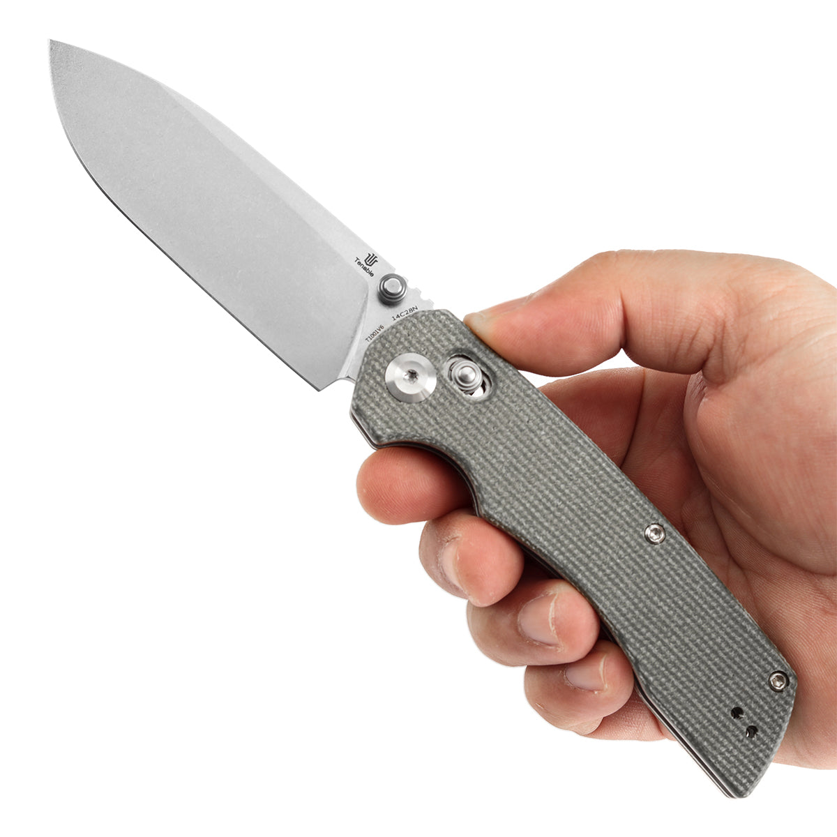Tenable Kryo 14C28N钢  Micarta手柄  T1001V6