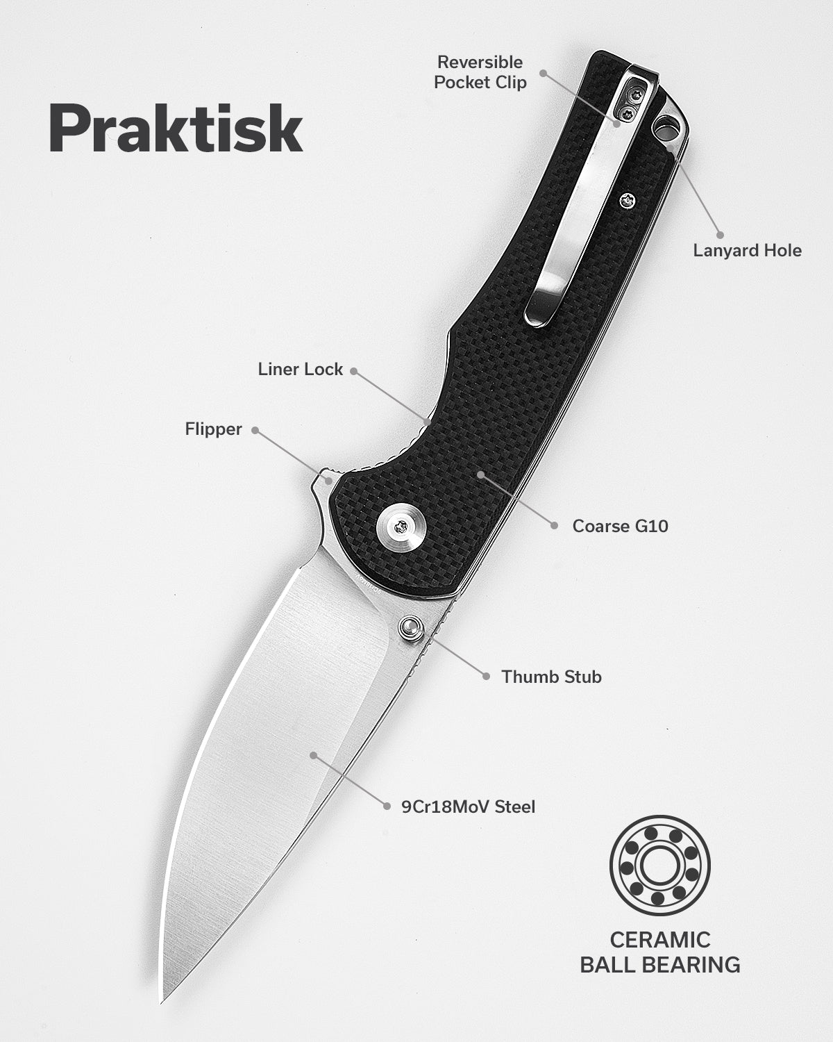 SENCUT Praktisk   9Cr18MoV钢  G10手柄  S24019-1  黑色  300