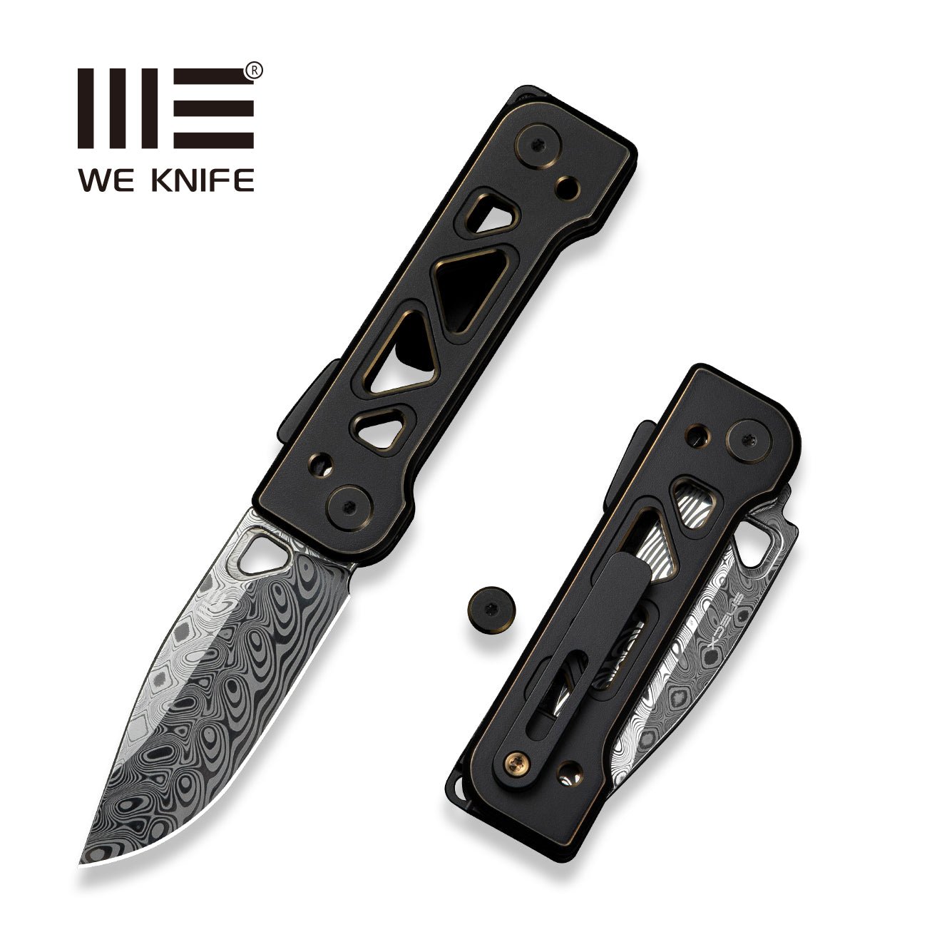 WEKNIFE Tyro Damasteel钢  钛手柄   WE24001-DS1  钛黑色  5000