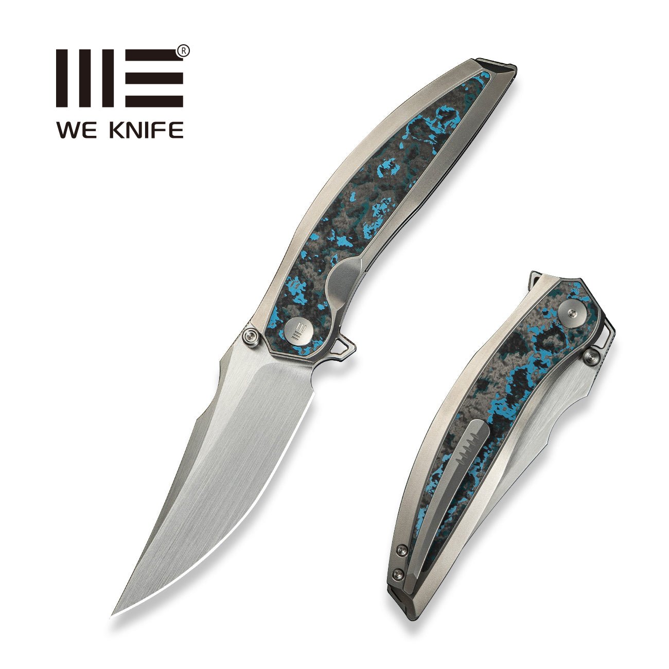 WEKNIFE Quinseris  M390钢  钛+碳纤维手柄  WE23093-4  钛蓝色  3400