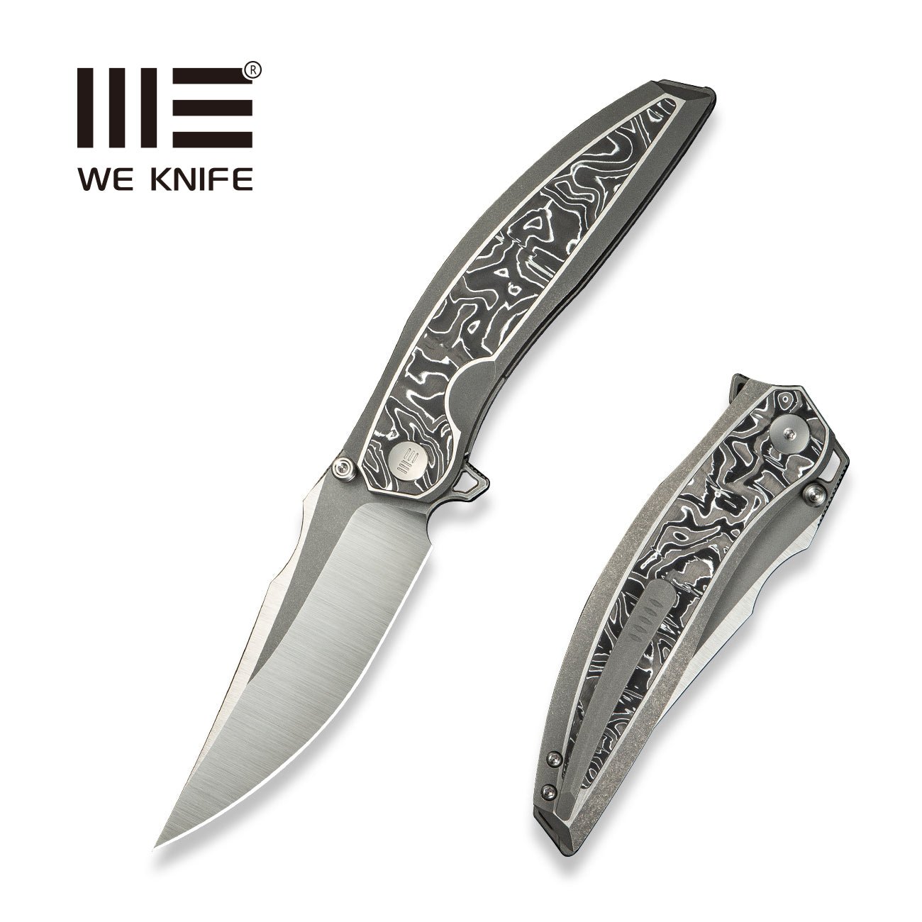WEKNIFE Quinseris M390钢  钛+碳纤维手柄  WE23093-3  钛灰色  3400