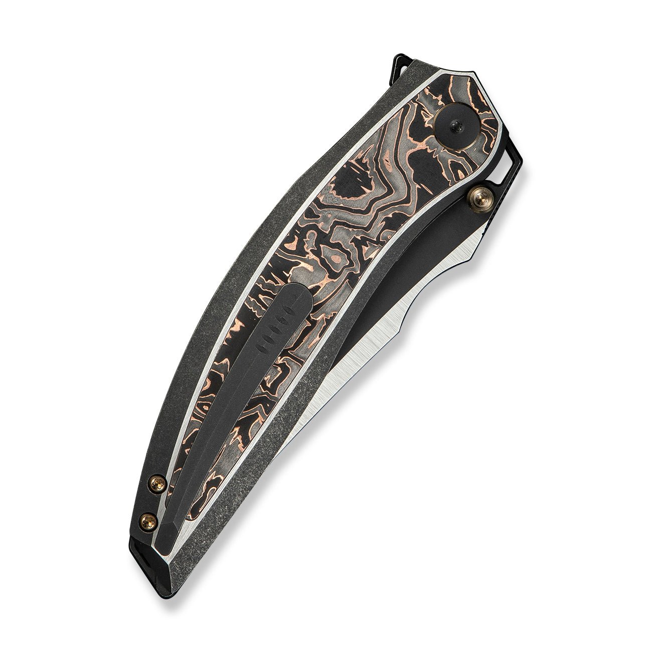 WEKNIFE Quinseris M390钢   钛+碳纤维手柄  WE23093-1  钛黑铜色  3400