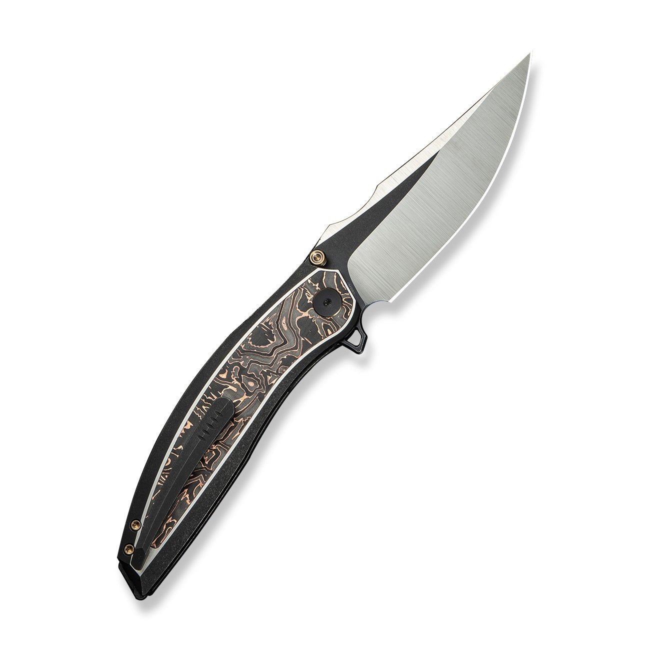 WEKNIFE Quinseris M390钢   钛+碳纤维手柄  WE23093-1  钛黑铜色  3400