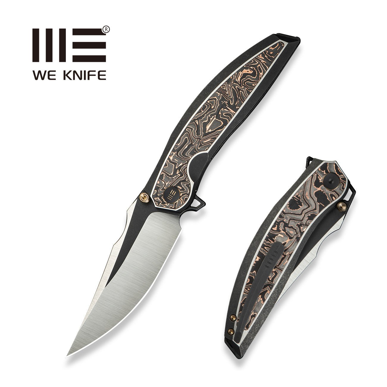 WEKNIFE Quinseris M390钢   钛+碳纤维手柄  WE23093-1  钛黑铜色  3400