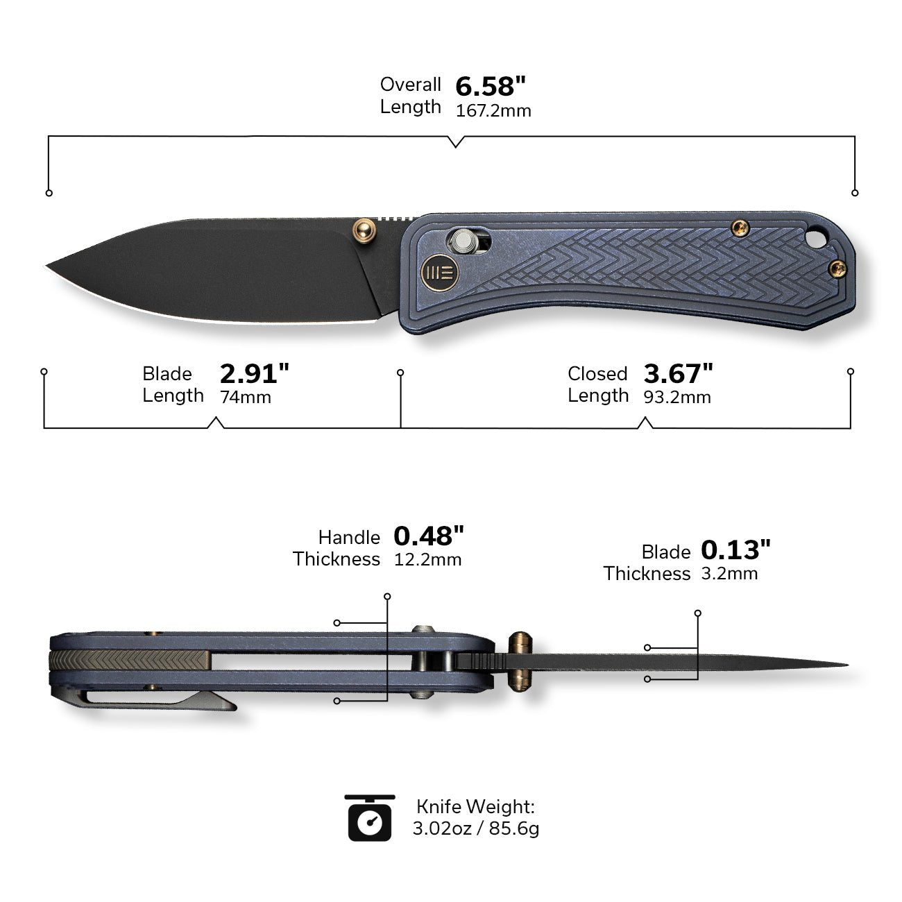 WEKNIFE Bougie Banter  CPM S45VN钢  钛手柄  WE24009-1  钛蓝色  1800