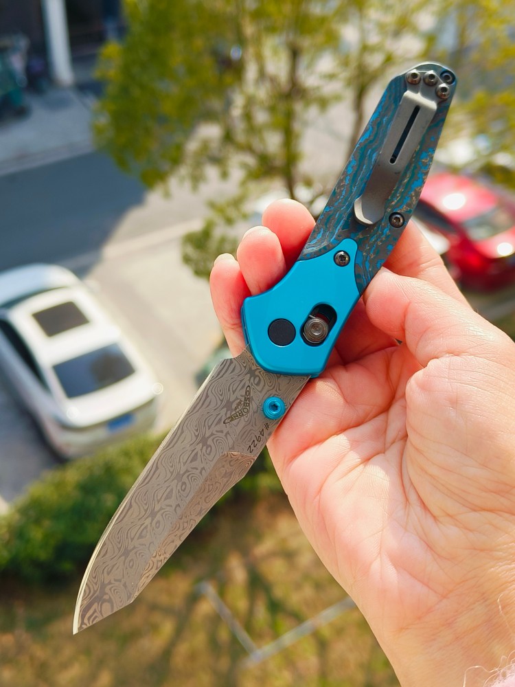 【寄售】Benchmade Gold Class Mini Osborne 大马士革钢 945-221 蓝色 4000