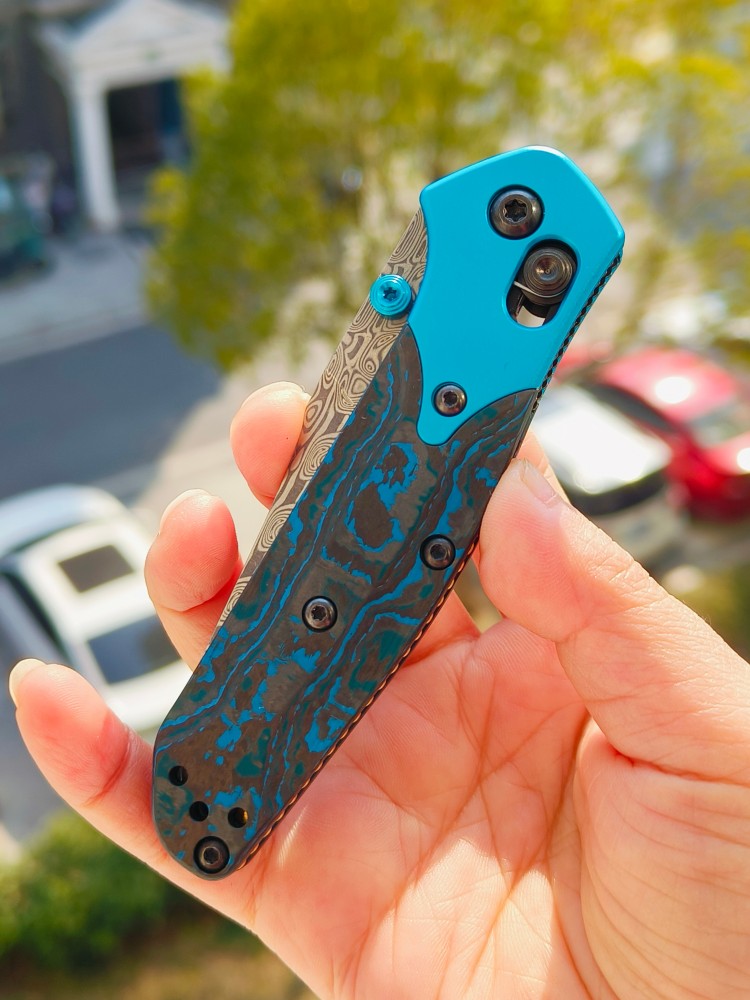 【寄售】Benchmade Gold Class Mini Osborne 大马士革钢 945-221 蓝色 4000