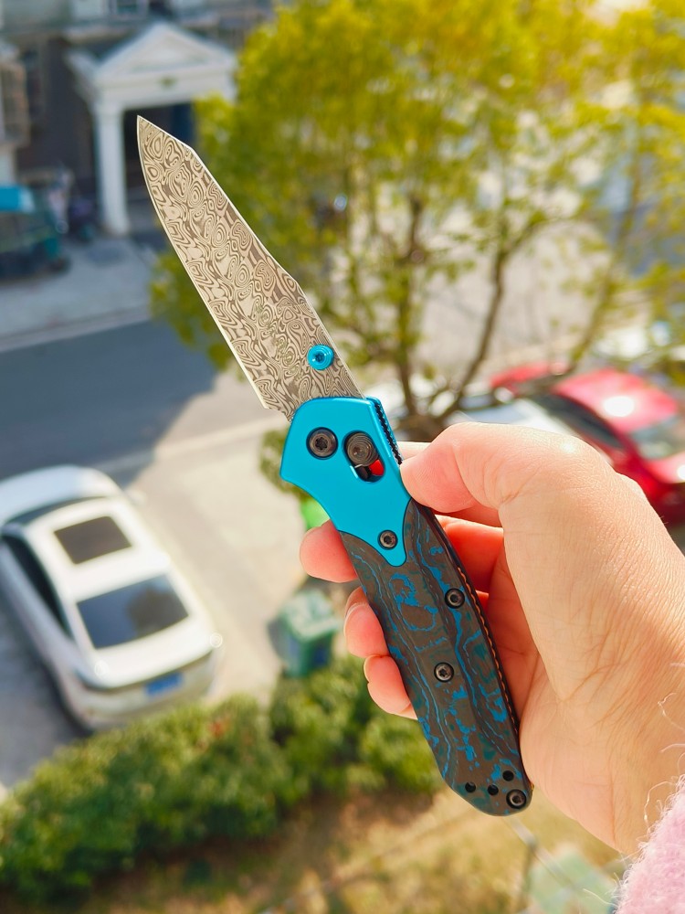 【寄售】Benchmade Gold Class Mini Osborne 大马士革钢 945-221 蓝色 4000