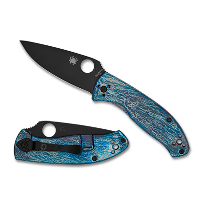 Spyderco   C122TIBLBKD2P  D-2钢   钛手柄   钛漂蓝色  1260