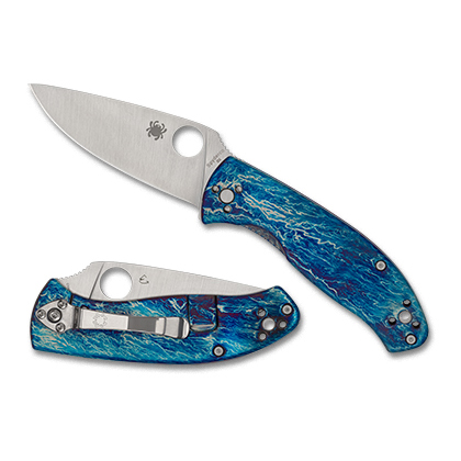 Spyderco  C122TIBLD2P   D-2钢   钛手柄  彩蓝色 1600