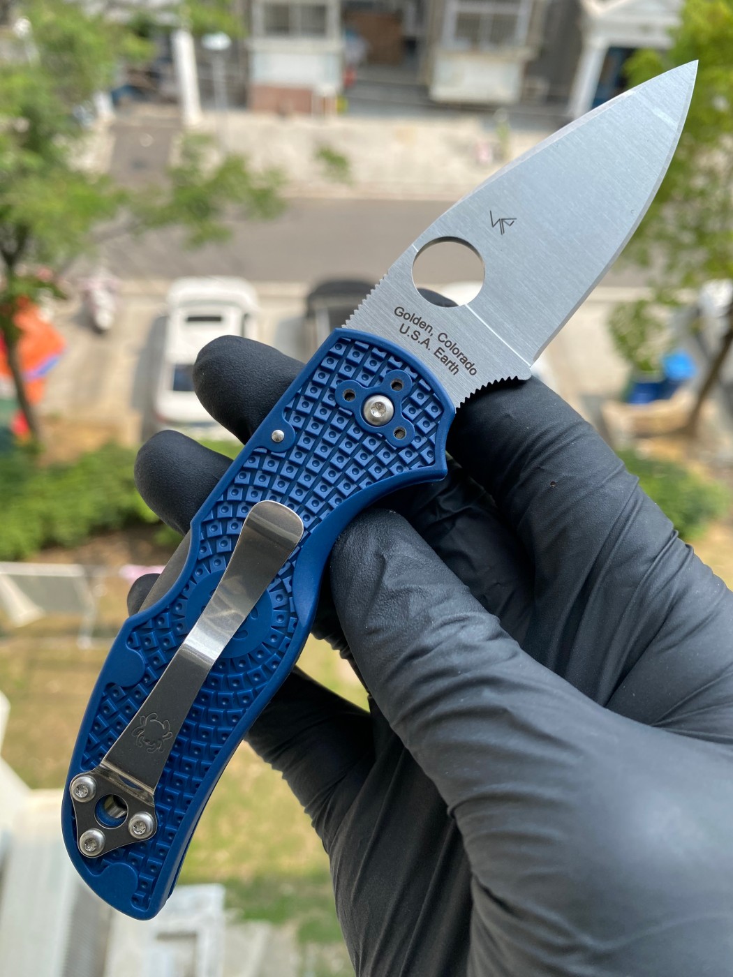Spyderco C41PCBL5 CPM SPY27™钢 FRN尼龙手柄 钴蓝色 1080
