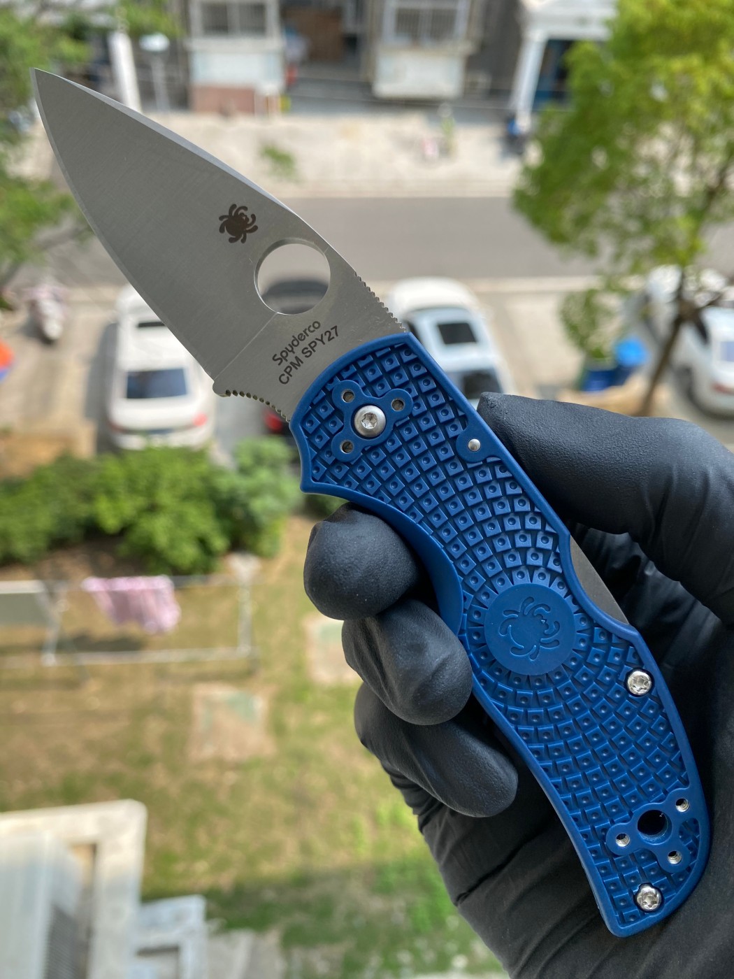 Spyderco C41PCBL5 CPM SPY27™钢 FRN尼龙手柄 钴蓝色 1080