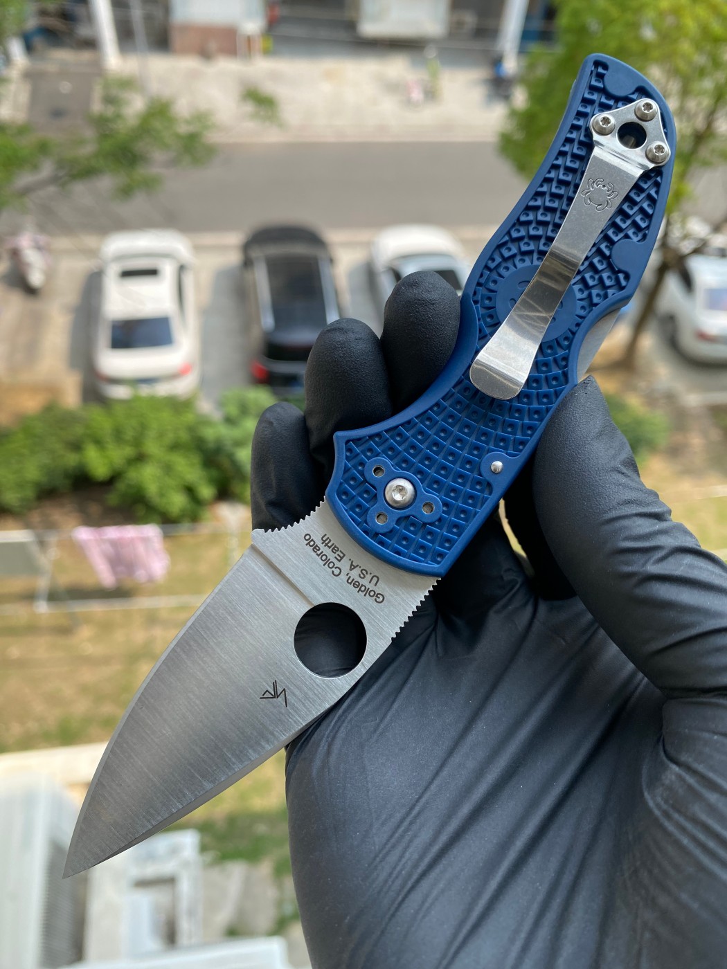 Spyderco C41PCBL5 CPM SPY27™钢 FRN尼龙手柄 钴蓝色 1080