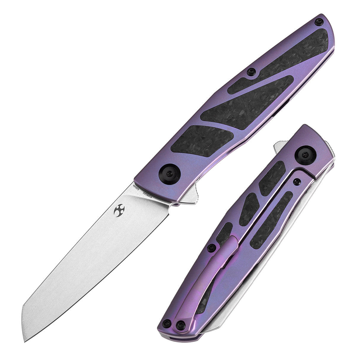 KANSEPT Cru  CPM S35VN钢   钛+碳纤维手柄  K1092A2  黑紫色  1300