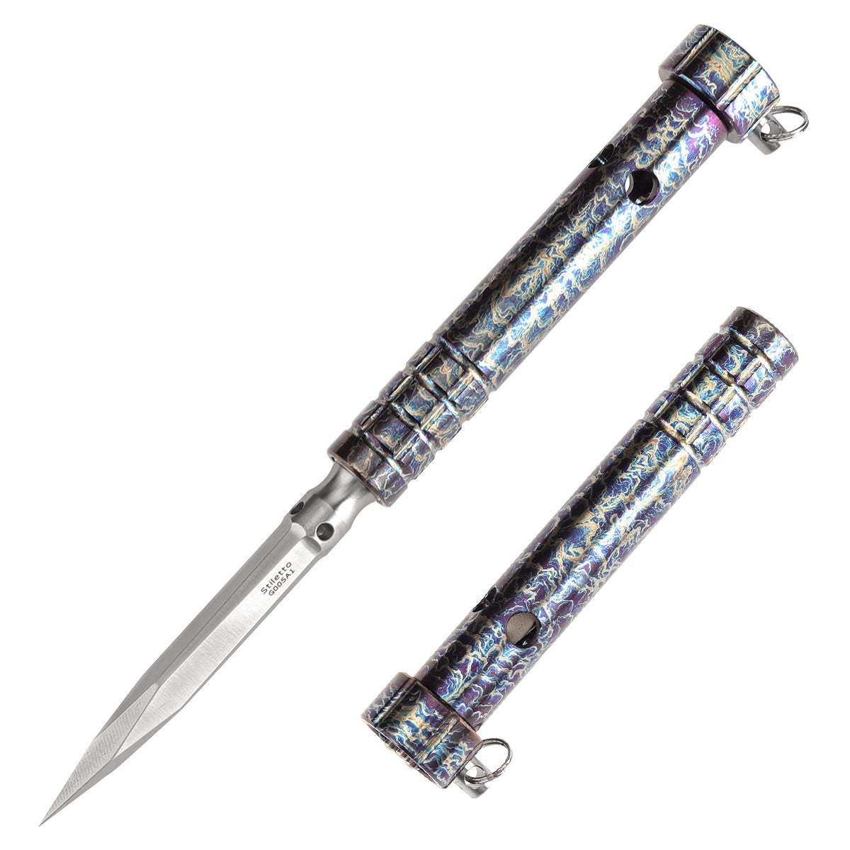 Kansept   Stiletto  5cr13钢   钛手柄  G005A1  钛蓝色  500