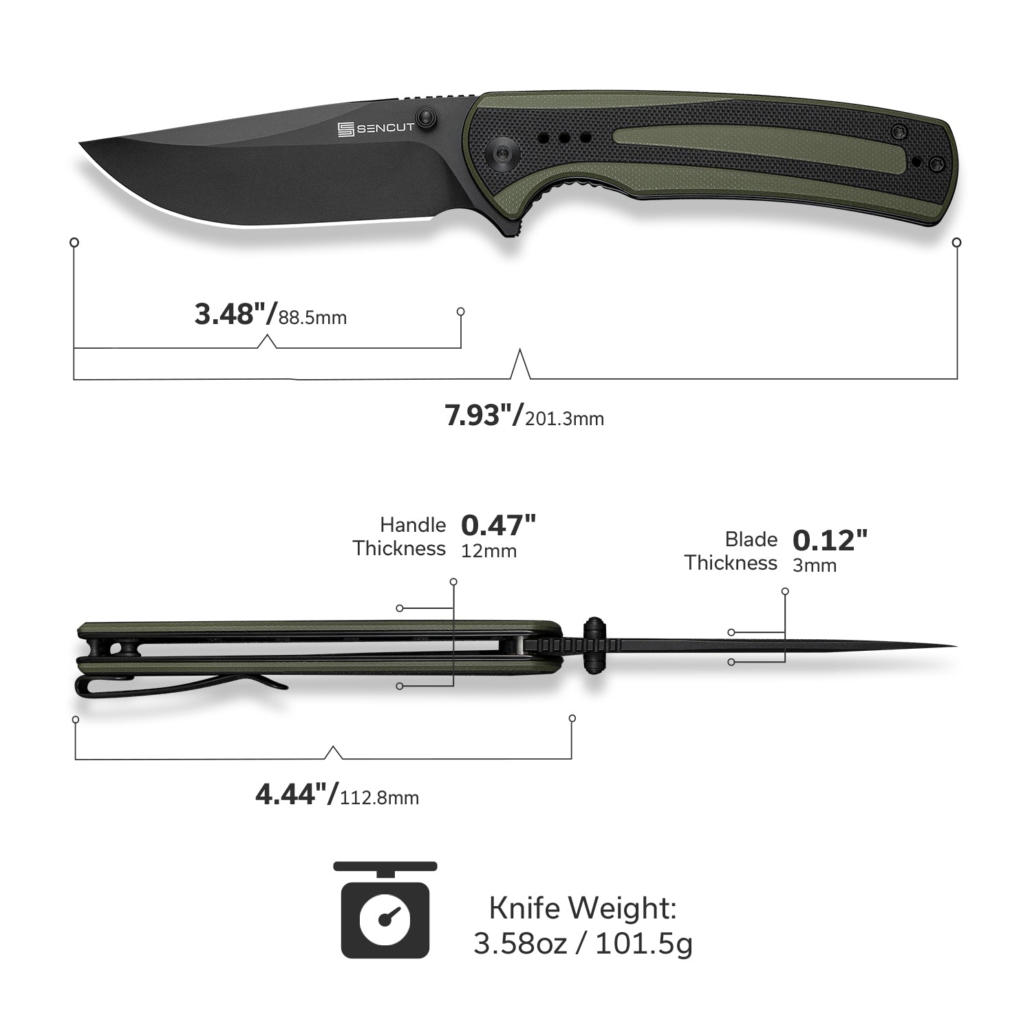 SENCUT Regnator   9Cr18MoV钢   G10手柄   S24057-2   黑绿色  300