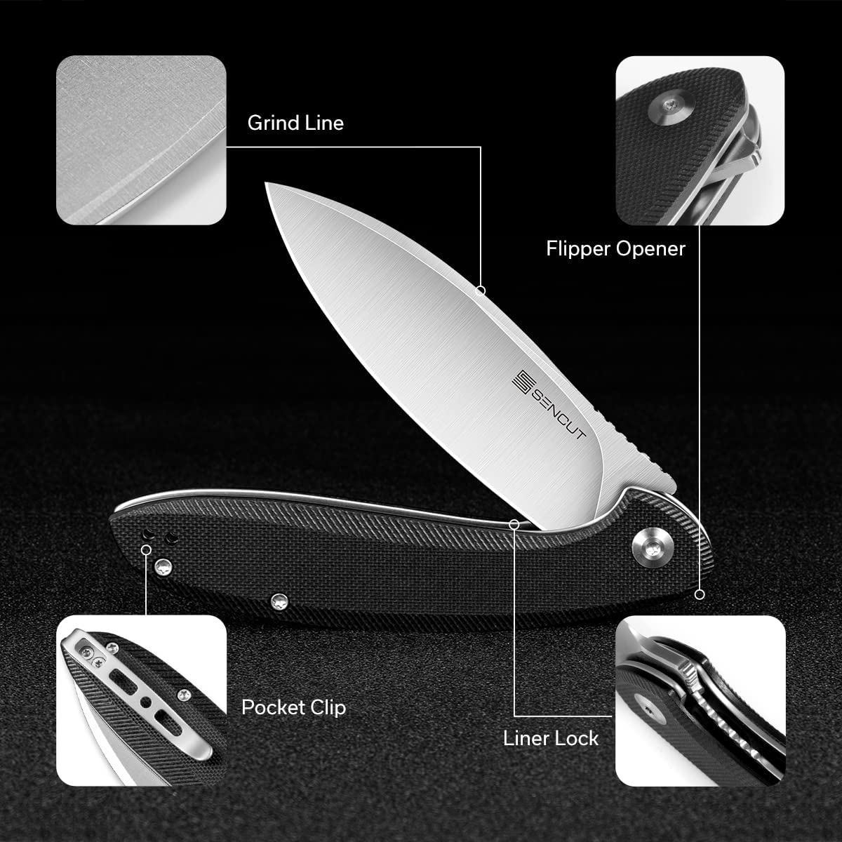 SENCUT San Angelo   9Cr18MoV钢   G10手柄   S21003-1  黑色  260
