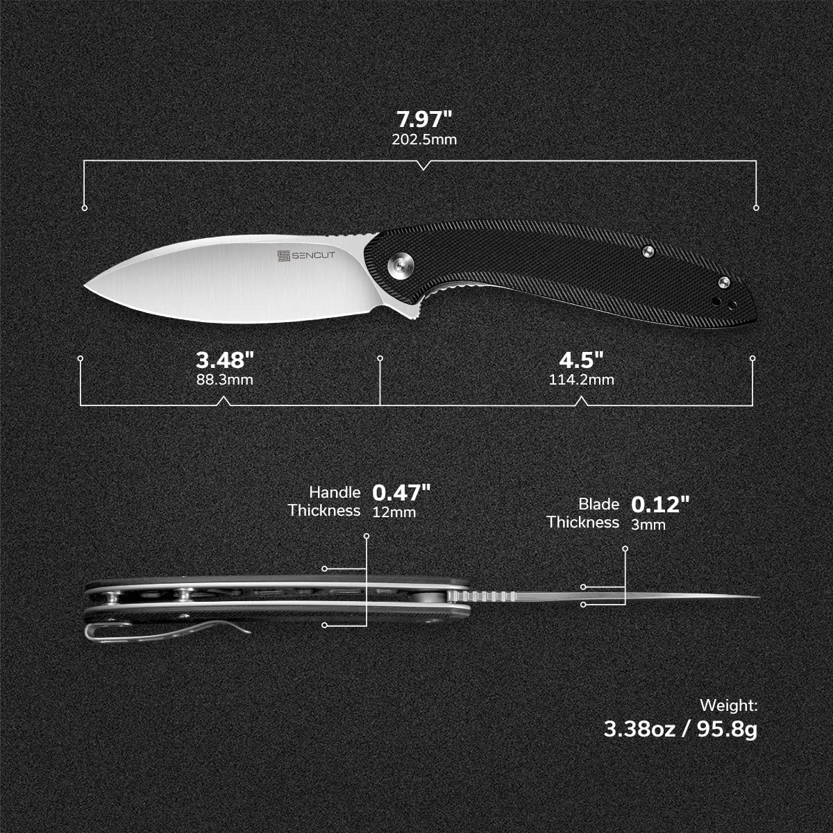 SENCUT San Angelo   9Cr18MoV钢   G10手柄   S21003-1  黑色  260