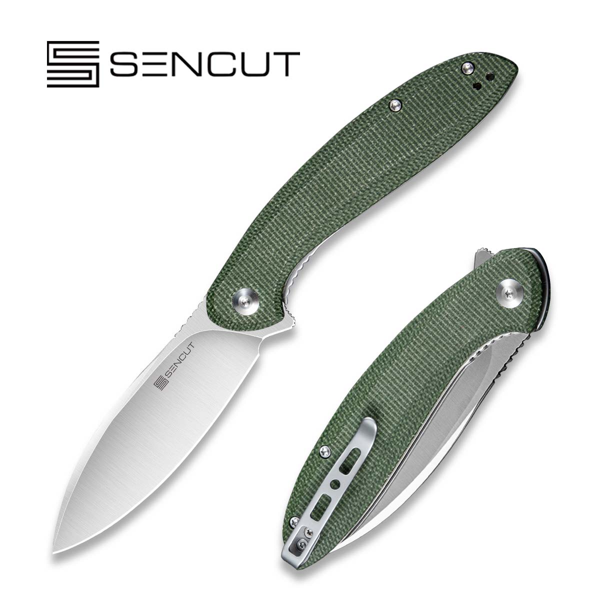 SENCUT San Angelo   9Cr18MoV钢  Micarta手柄  S21003-3  绿色  260
