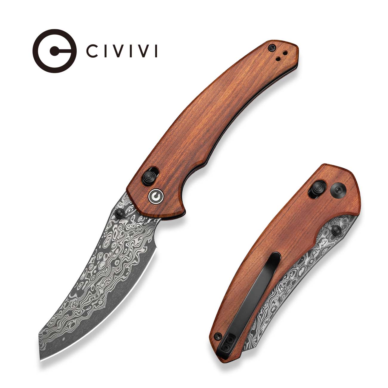 CIVIVI Sixgill 大马士革钢 Guibourtia木柄 C24050-DS1 木色 700