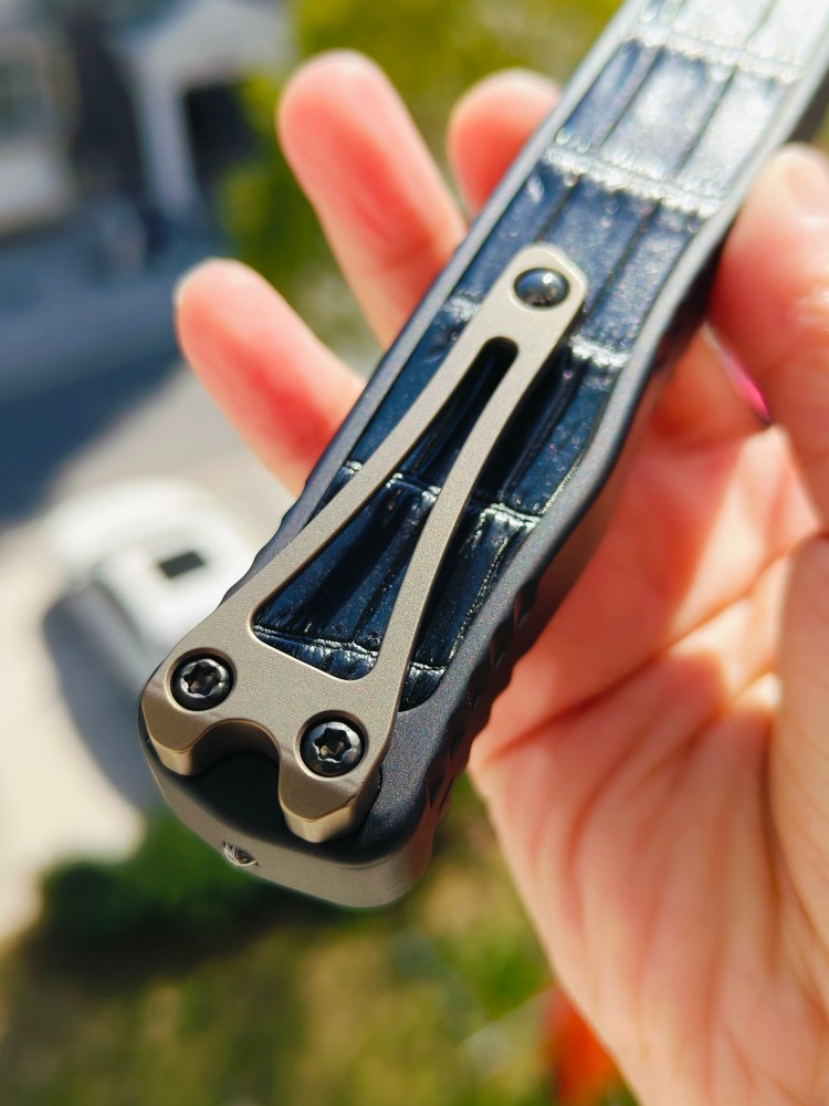 【寄售】Heretic Knives 异教徒 定制版 限量版 大马士革钢 铝+鳄鱼皮 OTF 黑色 9000