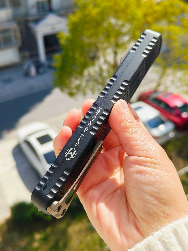 【寄售】Heretic Knives 异教徒 定制版 限量版 大马士革钢 铝+鳄鱼皮 OTF 黑色 9000