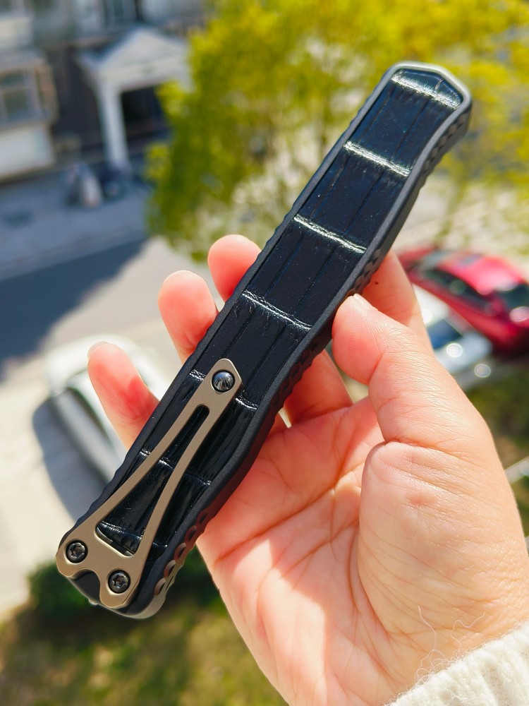 【寄售】Heretic Knives 异教徒 定制版 限量版 大马士革钢 铝+鳄鱼皮 OTF 黑色 9000