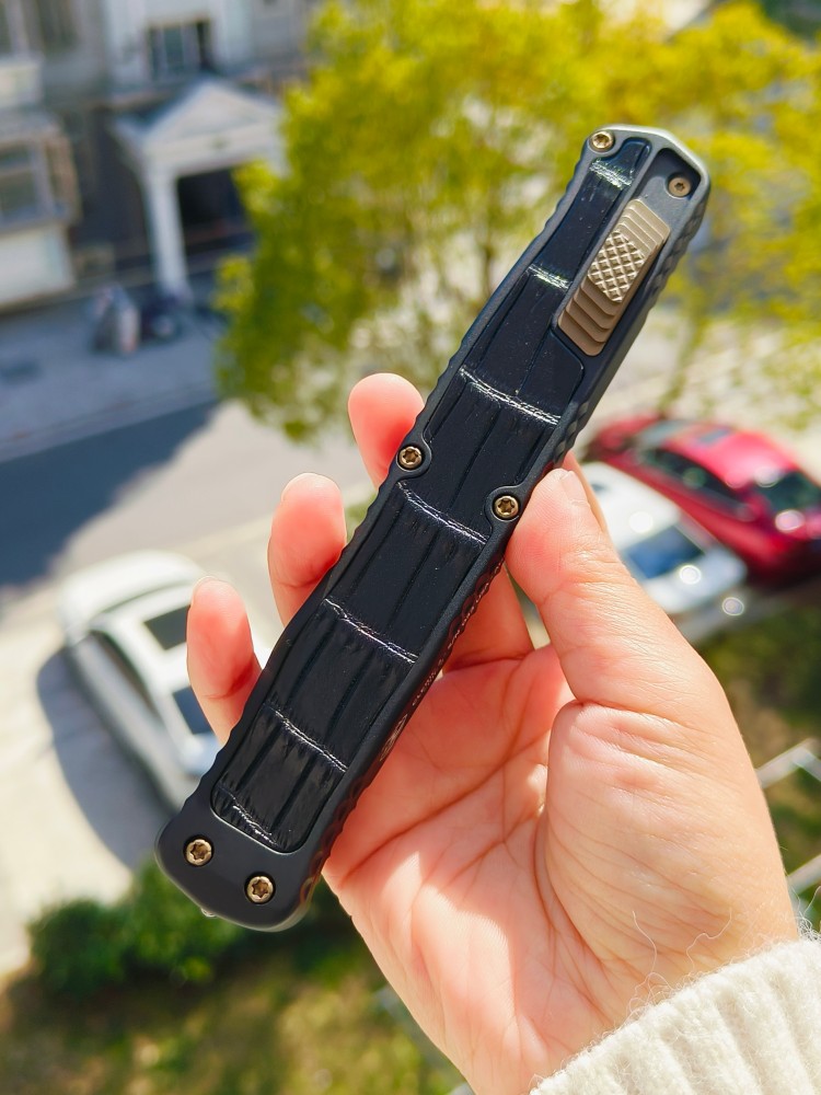 【寄售】Heretic Knives 异教徒 定制版 限量版 大马士革钢 铝+鳄鱼皮 OTF 黑色 9000