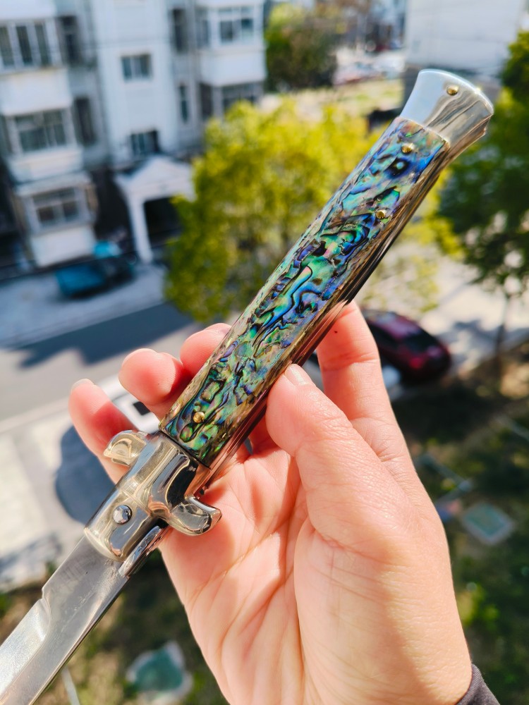 【售完】Latama Cutlery Walt 意大利黑手党经典自动侧跳 440C钢 鲍鱼柄 手工作品 2000