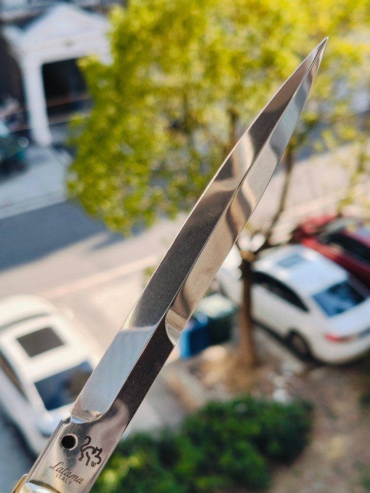 【售完】Latama Cutlery Walt 意大利黑手党经典自动侧跳 440C钢 鲍鱼柄 手工作品 2000