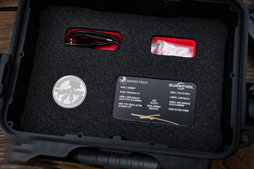 Microtech Luminary OTF  M390MK钢 铝手柄 SureFire Stiletto Pro II手电筒套装 黑色铝氚按钮 EK-1396 黑色  65000
