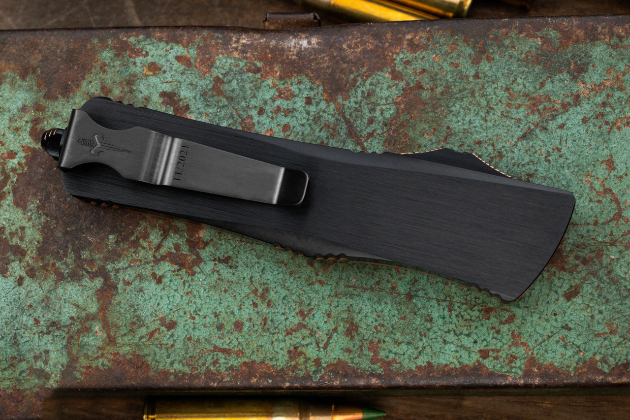 Microtech/Marfione Troodon OTF  大马士革钢 铜+铝手柄 黑粉色 MCKT-CU 20000