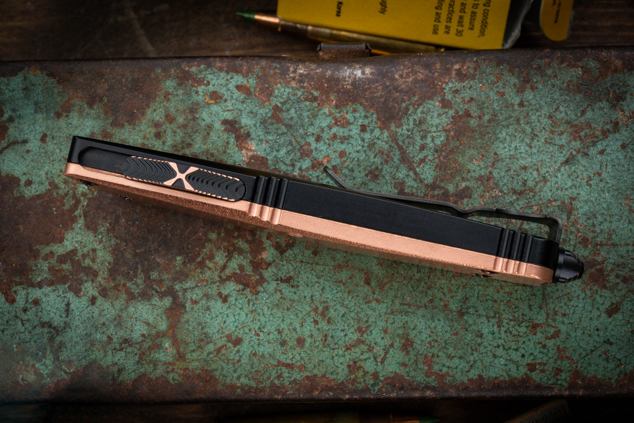 Microtech/Marfione Troodon OTF  大马士革钢 铜+铝手柄 黑粉色 MCKT-CU 20000