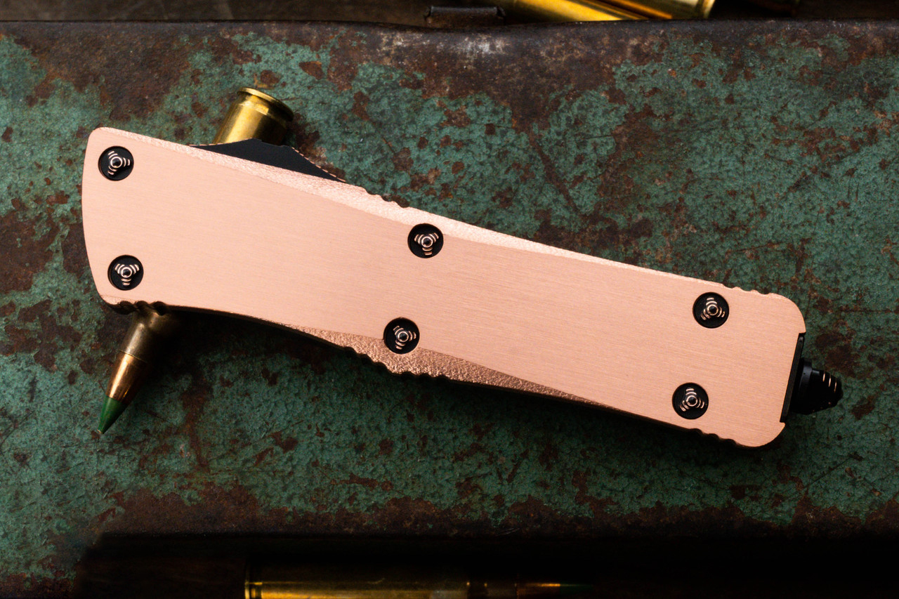 Microtech/Marfione Troodon OTF  大马士革钢 铜+铝手柄 黑粉色 MCKT-CU 20000