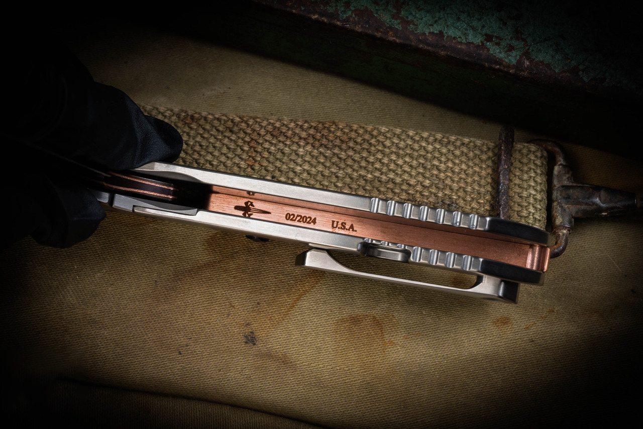 Marfione 定制Warhound 铜+大马士革钢 钛+碳纤维手柄 EK-706 铜色 55000