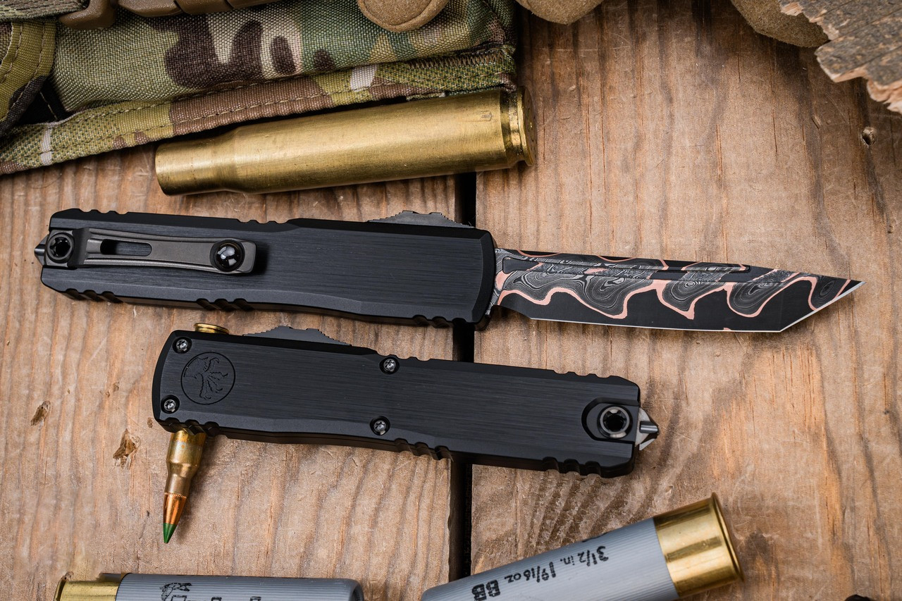 Microtech Ultratech Gen III OTF 大马士革钢 重型合金手柄 MCT1123-16MS1 黑色 12500