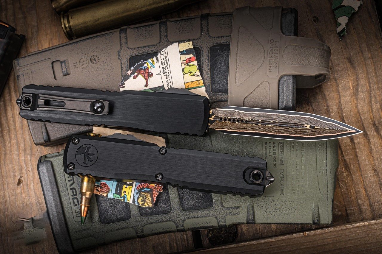 Microtech/Marfione Select Ultratech Gen III ZBP OTF大马士革钢 铝制手柄 MCT1122-16MS1 黑色 13600